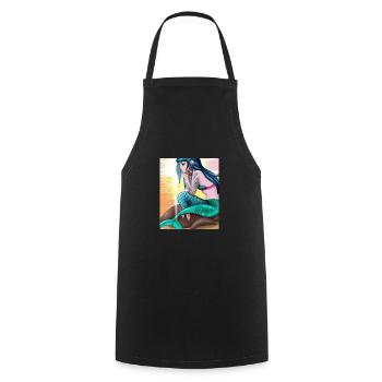 Mermaid Tattoo Retro Goth Girl Beach Mer - Tablier de cuisine - noir - Devant - AI Model Male 185 dark (185cm)