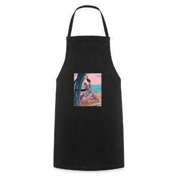 Mermaid Tattoo Retro Goth Girl Beach Mer - Tablier de cuisine - noir - Devant - AI Model Male 185 dark (185cm)