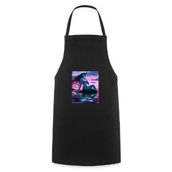 Mermaid Portrait 80s Rétro - Tablier de cuisine - noir - Devant - AI Model Male 185 dark (185cm)