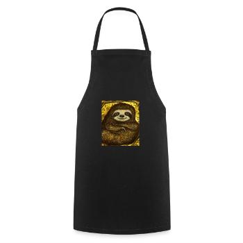 Sloth Portrait Funny Gustav Klimt Style - Cooking Apron - black - Front - AI Model Male 185 dark (185cm)