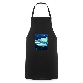 Grand Requin Blanc Vincent Van Gogh Style - Tablier de cuisine - noir - Devant - AI Model Male 185 dark (185cm)