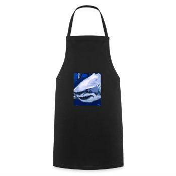 Grand Requin Blanc Vincent Van Gogh Style - Tablier de cuisine - noir - Devant - AI Model Male 185 dark (185cm)