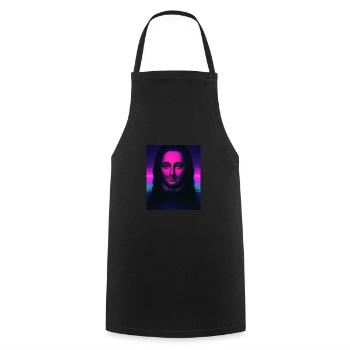 Vaporwave Aesthetic Portrait of a Woman - Cooking Apron - black - Front - AI Model Male 185 dark (185cm)