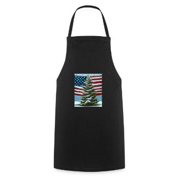 American Christmas Christmas Tree with US - Cooking Apron - black - Front - AI Model Male 185 dark (185cm)