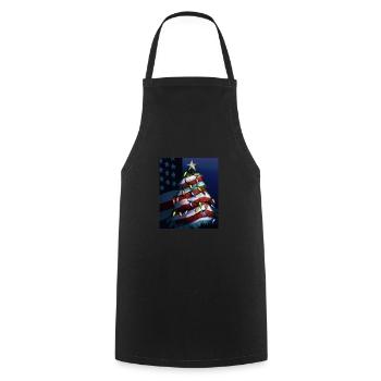 American Christmas Christmas Tree with US - Cooking Apron - black - Front - AI Model Male 185 dark (185cm)