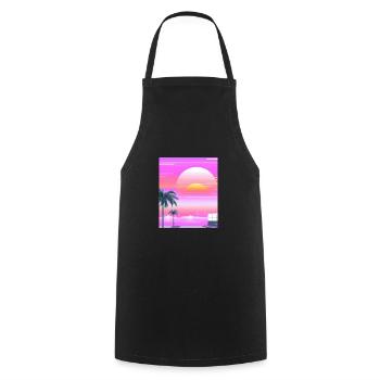 Vaporwave Sun Synthwave Sunset Palms - Cooking Apron - black - Front - AI Model Male 185 dark (185cm)