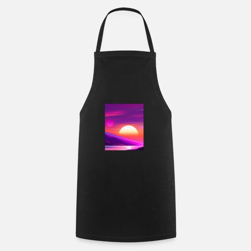 Vaporwave Sun Synthwave Sunset - Kochschürze - Schwarz