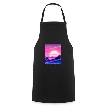 Vaporwave Sun Synthwave Sunset - Cooking Apron - black - Front - AI Model Male 185 dark (185cm)