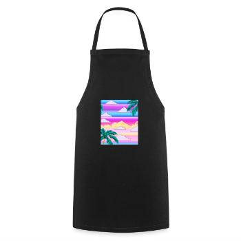 Synthwave Sun Hawaii Vaporwave Aesthetic - Cooking Apron - black - Front - AI Model Male 185 dark (185cm)