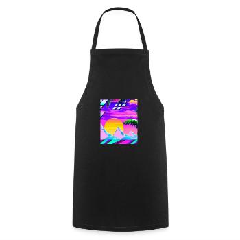 Synthwave Sun Hawaii Vaporwave Aesthetic - Cooking Apron - black - Front - AI Model Male 185 dark (185cm)
