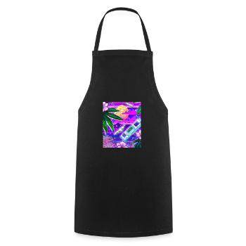 Synthwave Sun Hawaii Vaporwave Esthétique - Tablier de cuisine - noir - Devant - AI Model Male 185 dark (185cm)