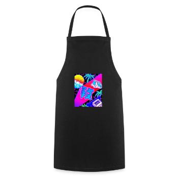 Synthwave Sun Hawaii Vaporwave Aesthetic - Cooking Apron - black - Front - AI Model Male 185 dark (185cm)
