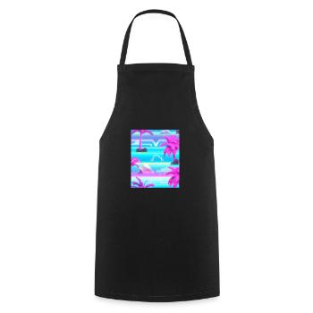 Synthwave Sun Hawaii Vaporwave Aesthetic - Cooking Apron - black - Front - AI Model Male 185 dark (185cm)