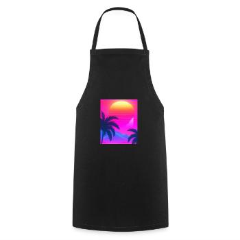 Synthwave Sun Hawaii Vaporwave Esthétique - Tablier de cuisine - noir - Devant - AI Model Male 185 dark (185cm)