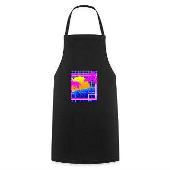 Synthwave Sun Hawaii Vaporwave Aesthetic - Cooking Apron - black - Front - AI Model Male 185 dark (185cm)