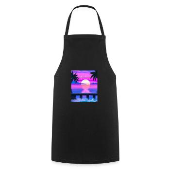 Synthwave Sun Hawaii Vaporwave Aesthetic - Cooking Apron - black - Front - AI Model Male 185 dark (185cm)