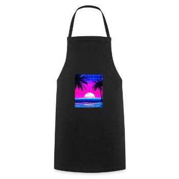 Synthwave Sun Hawaii Vaporwave Esthétique - Tablier de cuisine - noir - Devant - AI Model Male 185 dark (185cm)
