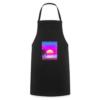 Synthwave Sun Hawaii Vaporwave Esthétique - Tablier de cuisine - noir - Devant - AI Model Male 185 dark (185cm)