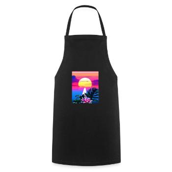 Synthwave Sun Hawaii Vaporwave Esthétique - Tablier de cuisine - noir - Devant - AI Model Male 185 dark (185cm)