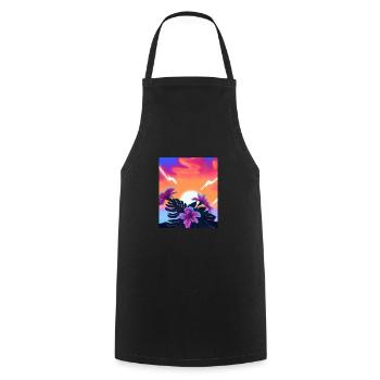 Synthwave Sun Hawaii Vaporwave Aesthetic - Cooking Apron - black - Front - AI Model Male 185 dark (185cm)