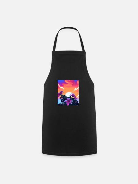 Synthwave Sun Hawaii Vaporwave Aesthetic - Kochschürze - Schwarz