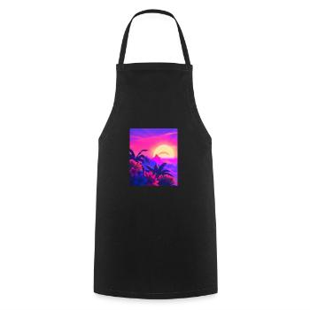 Synthwave Sun Hawaii Vaporwave Aesthetic - Cooking Apron - black - Front - AI Model Male 185 dark (185cm)