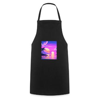 Synthwave Sun Hawaii Vaporwave Aesthetic - Cooking Apron - black - Front - AI Model Male 185 dark (185cm)