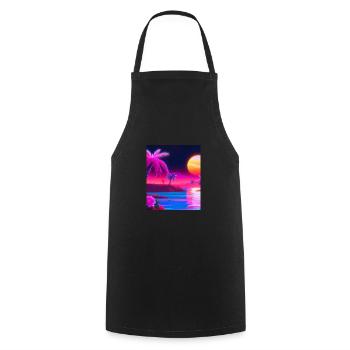 Synthwave Sun Hawaii Vaporwave Aesthetic - Cooking Apron - black - Front - AI Model Male 185 dark (185cm)