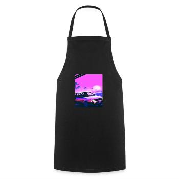 Vaporwave Esthétique Synthwave Car - Tablier de cuisine - noir - Devant - AI Model Male 185 dark (185cm)
