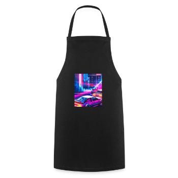Vaporwave Esthétique Synthwave City - Tablier de cuisine - noir - Devant - AI Model Male 185 dark (185cm)