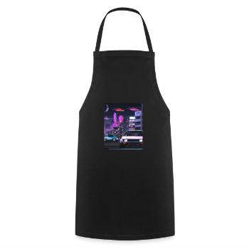 Vaporwave Esthétique Synthwave Car - Tablier de cuisine - noir - Devant - AI Model Male 185 dark (185cm)