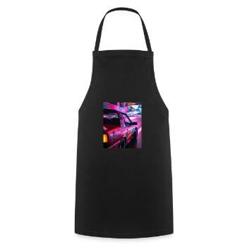 Vaporwave Esthétique Synthwave Car - Tablier de cuisine - noir - Devant - AI Model Male 185 dark (185cm)