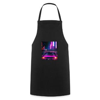 Vaporwave Esthétique Synthwave Car - Tablier de cuisine - noir - Devant - AI Model Male 185 dark (185cm)