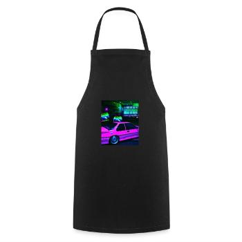 Vaporwave Esthétique Synthwave Car - Tablier de cuisine - noir - Devant - AI Model Male 185 dark (185cm)