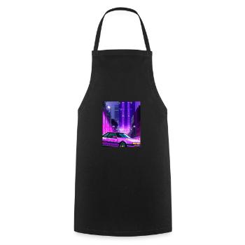 Vaporwave Esthétique Synthwave City - Tablier de cuisine - noir - Devant - AI Model Male 185 dark (185cm)