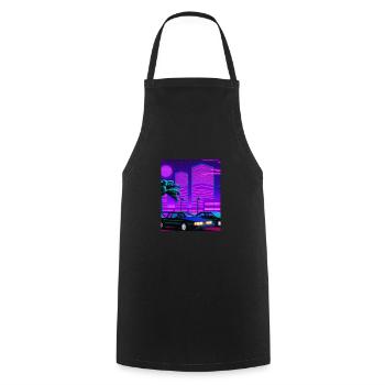 Vaporwave Esthétique Synthwave City - Tablier de cuisine - noir - Devant - AI Model Male 185 dark (185cm)