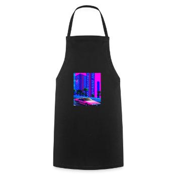 Vaporwave Esthétique Synthwave City - Tablier de cuisine - noir - Devant - AI Model Male 185 dark (185cm)