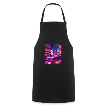 Vaporwave Esthétique Synthwave City - Tablier de cuisine - noir - Devant - AI Model Male 185 dark (185cm)