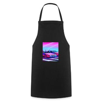 Vaporwave Esthétique Synthwave Car - Tablier de cuisine - noir - Devant - AI Model Male 185 dark (185cm)