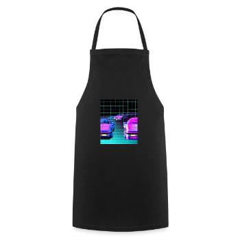 Vaporwave Esthétique Synthwave Car - Tablier de cuisine - noir - Devant - AI Model Male 185 dark (185cm)