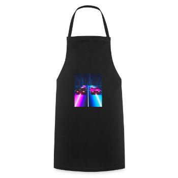 Vaporwave Esthétique Synthwave Car - Tablier de cuisine - noir - Devant - AI Model Male 185 dark (185cm)
