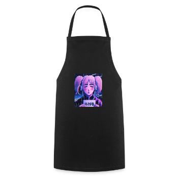 Pastel Esthétique Triste Anime Fille - Tablier de cuisine - noir - Devant - AI Model Male 185 dark (185cm)