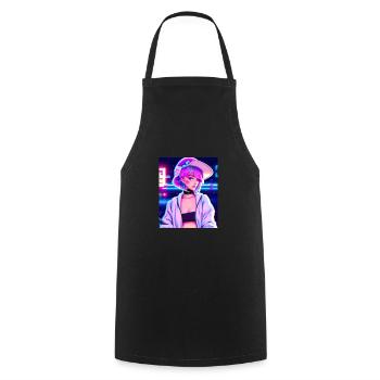 Pastel Esthétique Triste Anime Fille - Tablier de cuisine - noir - Devant - AI Model Male 185 dark (185cm)