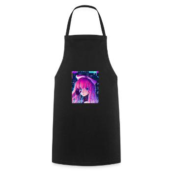 Pastel Esthétique Triste Anime Fille - Tablier de cuisine - noir - Devant - AI Model Male 185 dark (185cm)