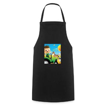 Green Tractor Birthday Farm Animals - Cooking Apron - black - Front - AI Model Male 185 dark (185cm)
