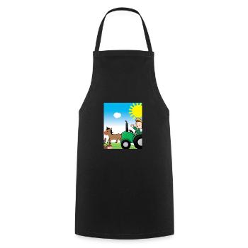 Green Tractor Birthday Farm Animals - Cooking Apron - black - Front - AI Model Male 185 dark (185cm)