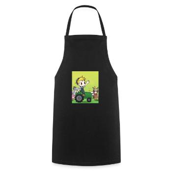 Green Tractor Birthday Anime Farm Animals - Cooking Apron - black - Front - AI Model Male 185 dark (185cm)