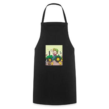 Green Tractor Birthday Anime Farm Animals - Cooking Apron - black - Front - AI Model Male 185 dark (185cm)