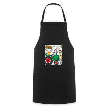 Green Tractor Birthday Farm Animals - Cooking Apron - black - Front - AI Model Male 185 dark (185cm)