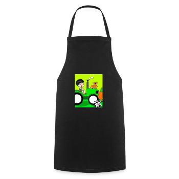 Green Tractor Birthday Farm Animals - Cooking Apron - black - Front - AI Model Male 185 dark (185cm)